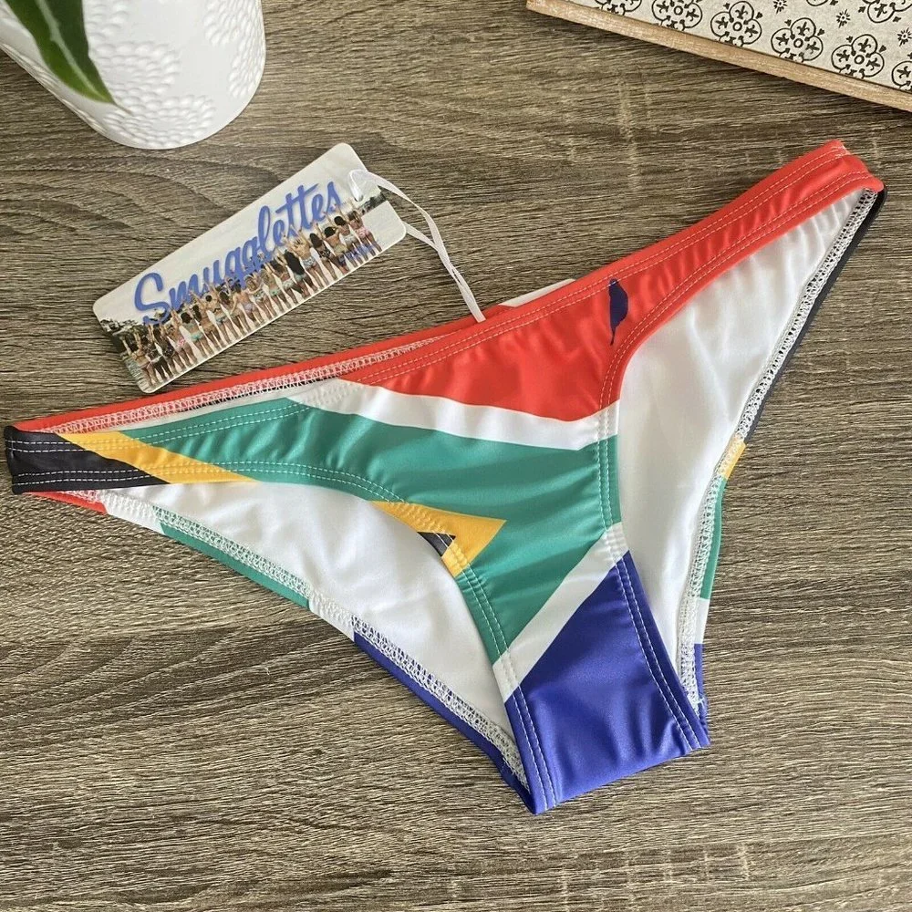 NEW Budgy Smugglers Bikini Bottom Smugglettes South Africa Flag Swim Size 8 - Picture 1 of 9